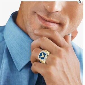 18K Yellow Gold Plated US Air Force Ring Engraved with Fly Fight Win  Star LOGO